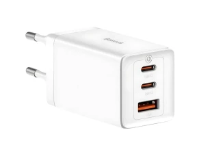 Baseus GaN5 Pro 65W Cargador de Pared Blanco 2xUSB-C 1xUSB-A