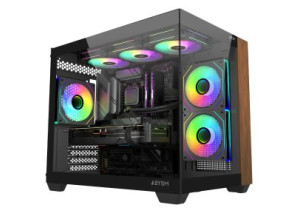 CAJA MICROATX ABYSM SAVA 285C Negro Madera 1x3.5 2x2.5 USB-C 3.2 SIN FUENTE GPU 410mm