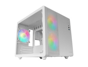 CAJA MICROATX CUBE GAMING MARS GAMING MC400 WHITE FRONTAL MESH DISEÑO CUBE 3xVENTILADORES 120mm RGB