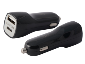 CARGADOR DE COCHE 2 USB KSIX 4A USB + USB TIPO C NEGRO