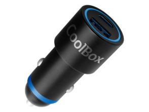 Cargador de coche Coolbox 48W USB-C/A Negro