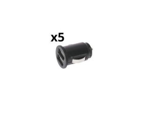 Cargador de Coche Nordess Kit 5 Unidades USB 2.4A 2 Puertos USB 5V 12/24V Color Negro