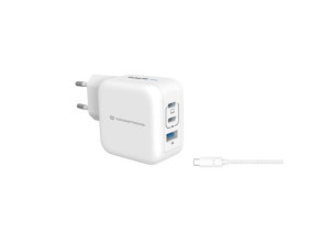 CARGADOR USB-C CONCEPTRONIC 67W 2xUSB-C 1xUSB-A QUICKCHARGE 3.0 PPS INCLUYE CABLE BLANCO