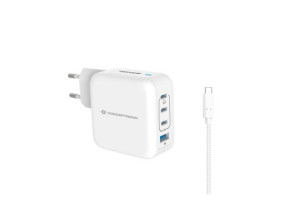 CARGADOR USB-C CONCEPTRONIC 100W PORTÁTIL 3xUSB-C 1xUSB-A QUICKCHARGE 3.0 GaN PPS BLANCO INCLUIDO