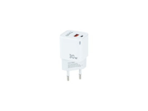 Cargador USB Blanco Tooq TQWC-GANQCPD30WT USB-C PD + USB-A QC 30W