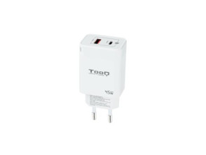 CARGADOR USB-C TOOQ 45W TQWC-GANQCPD45WT USB-C PD + USB-A QC 45W BLANCO
