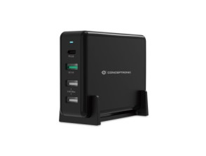 Cargador de Sobremesa Conceptronic Quick Charge PD 65W - 4 Puertos USB-C y USB-A