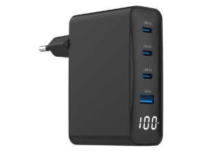 Cargador RAPIDO GEMBIRD USB GAN DE 4 Puertos 100 W LCD Negro
