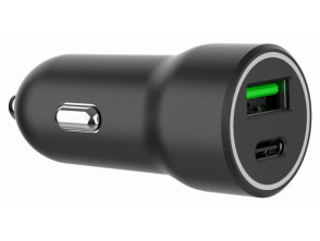 CARGADOR RAPIDO PARA COCHE GEMBIRD CON 2 PUERTOS USB, TIPO C PD, 20 W, NEGRO