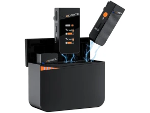 COMICA Vimo C3 Micrófono Lavalier Inalámbrico de 2 Canales con Cancelación de Sonido y Control