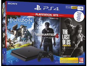 Consola Playstation 4 1 TB + Uncharted 4 + Horizon Zero Dawn + The Last of Us