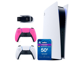 Añadir a la cesta Consola Playstation 5 Digital + Dualsense Rosa + Cámara PS5 + PSN 50€ Consola Playstation 5 Digital + Dualsense Rosa + Cámara PS5 + PSN 50€