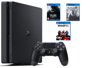Consola PS4 Slim 1TB + R.E. Village (Lenticular) + Nier Replicant + MotoGP 21
