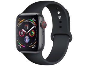Correa de Silicona para Apple Watch 42/44/45/49mm - Marca CROCOCASE - Negro
