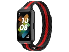 Correa Huawei Band 7 Milanesa Magnética Racing Negro y Rojo - CROCOCASE