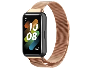 Correa Milanesa Magnética Dorado Rosa Huawei Band 7 - Marca CROCOCASE