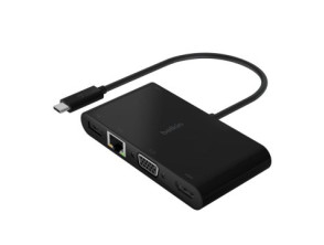 Docking USB-C Belkin con HDMI 4K, VGA, USB 3.0, RJ45, USB-C PD 100W - Color Negro