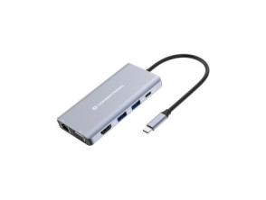 DOCKING USB-C CONCEPTRONIC DONN20G con HDMI 4K, VGA, USB-A 3.0, Jack, 1Gb RJ45, Lector de Tarjeta