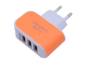 Enchufe 3 Puertos LED USB Naranja