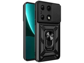 Funda Armadura Militar Xiaomi Redmi Note 13 Pro 4G / Poco M6 Pro 4G con Protección, Soporte Metálico y Anillo Negro