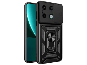 Funda Armadura Militar Xiaomi Redmi Note 13 Pro 5G / Poco X6 5G - Protección Cámara, Soporte Metálico, Anillo Negro