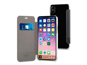 Funda Folio Negra Doble PU Transparente iPhone X Muvit