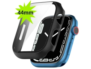 Tapa Protectora Apple Watch 44mm + Cristal Templado - Negro, Compatible con Apple Watch 4/5/6/SE