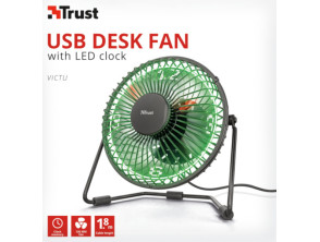 Trust Ventilador USB de Escritorio con Reloj LED - Trust Victu