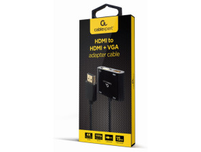 Hdmi Macho A Hdmi Hembra + Vga Hembra + Cable Adaptador De Audio Negro