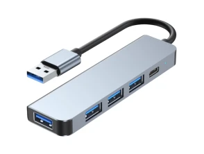 Añadir a la cesta Hub USB Plata 5 en 1 BYL-2301U USB Tipo C+USB 3.0 Hub USB Plata 5 en 1 BYL-2301U USB Tipo C+USB 3.0
