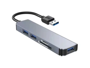 Hub USB 5 en 1 BYL-2103U Plata - USB/USB 3.0+2.0+Tarjeta SD+microSD