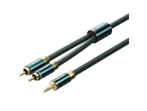Cable de Audio Estéreo 2xRCA/M Jack 3.5/M 1m Verde/Negro Vention - Compra Online