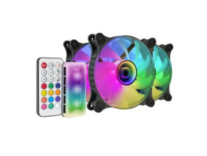 KIT Ventilador Interno ARGB Mars Gaming MF-3D Kit Black 12x12cm - Efecto Espejo Infinito