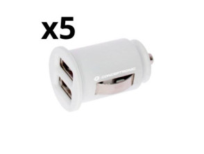 CARGADOR COCHE KIT 5 UNIDADES NORTESS 2 PUERTOS USB 2.4A 5V 12/24V BLANCO