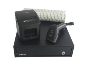 Añadir a la cesta Kit TPV Approx Cajón Registrador Appcash33 Negro + Scan ApplS22 + Impresora Térmica Apppos80am-USB + Papel Cyt8060bpa Kit TPV Approx Cajón Registrador Appcash33 Negro + Scan ApplS22 + Impresora Térmica Apppos80am-USB + Papel Cyt8060bpa