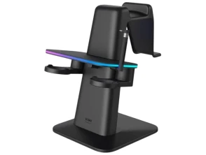 Soporte Vertical Kiwi Design QC03 RGB con Carga Magnética para Meta Quest 3/Quest 2/Quest PRO Negro