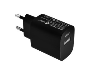 Cargador USB-C/PD + USB-A 20W Negro Leotec Pared/Viaje