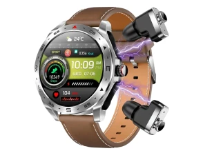 T95 Marrón Smartwatch con Correa de Cuero y Auriculares