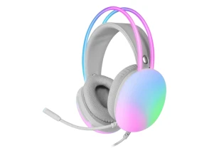 HEADSET MH-GLOW WHITE MARS GAMING - 3.5mm JACK Y USB - ILUMINACIÓN 360º CHROMA