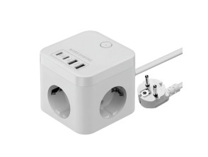 REGLETA POWERCUBE MARS GAMING MD-CUBE35W 4 USB 3 TOMAS DE CORRIENTE, CABLE 1.8M - BLANCO