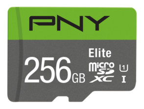 Tarjeta de memoria MicroSD PNY Elite 256GB - Gris / Verde