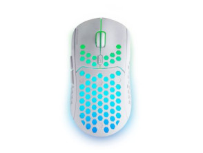 Mouse Mars Gaming Wireless RGB MMW3 White USB 2.4G - Batería Recargable 3200DPI Ultraligero Hive Ilumi