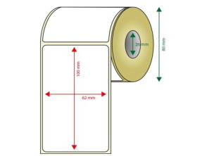 Pack de 6 Rollos de Etiquetas Adhesivas Térmicas Blancas APPROX 80mm Ancho - Tamaño Etiqueta 62x100mm