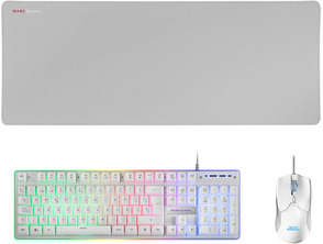 Pack Mars Gaming MCPX Teclado H-Mech+Ratón+Alfombrilla Blanco