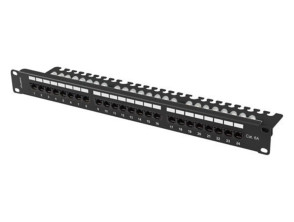PANEL DE CONEXIONES 24 PUERTOS 1U 19" CAT.6A UTP CON ORGANIZADOR DE CABLES NEGRO