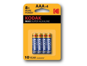PILAS AAA KODAK SUPER ALCALINA MAX LR03 1150 mAh - Pack 4 unidades - Ecotasas incluidas