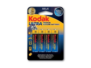 Pilas AA Kodak Ultra Premium Alcalina LR6 3000 mAh 1.5V Pack 4 Unidades (ecotasas incluidas)