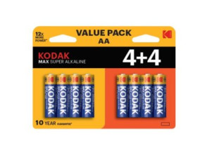 PILAS AA KODAK MAX ALCALINA LR6 8 Unidades 2800 mAh 1.5V