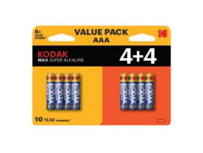 Pilas AAA Kodak Max Alcalina LR3 Pack 8 Unidades 1150 mAh 1.5V