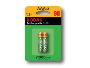 PILAS RECARGABLES AAA KODAK 1000mAh NiMH LR3 PACK 2 UNIDADES 1.2V